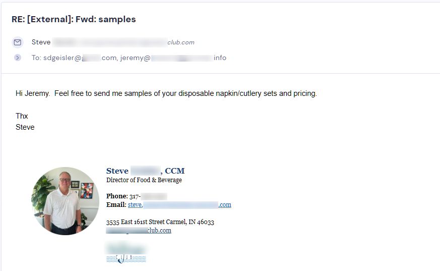 Retailer reply from CMJJ Gourmet